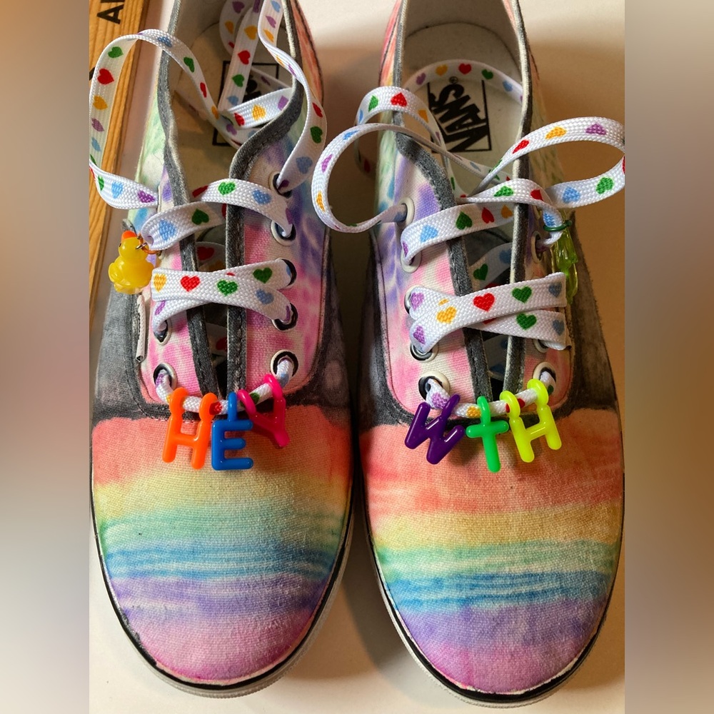 “Hey WTH” OOAK Vans Rainbow Sneakers with Charms